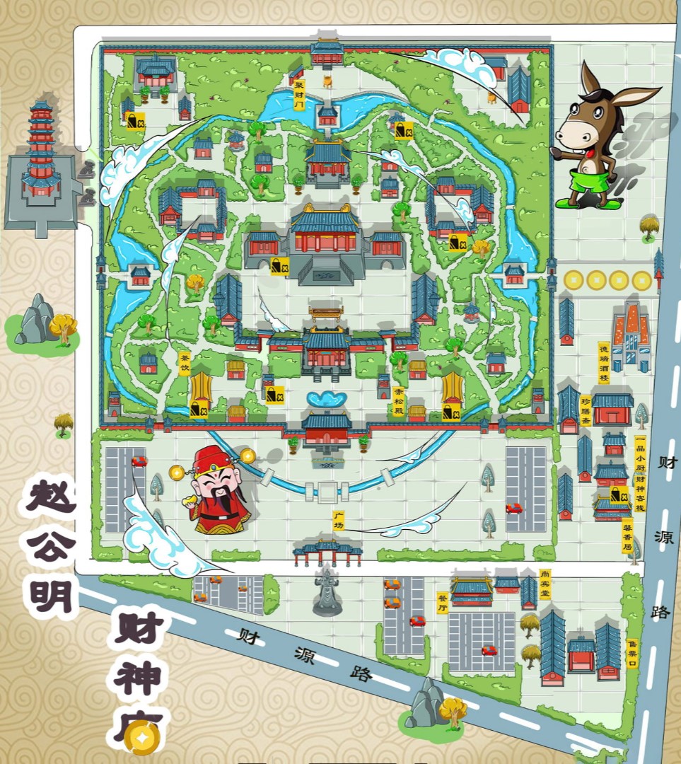 岳口镇寺庙类手绘地图